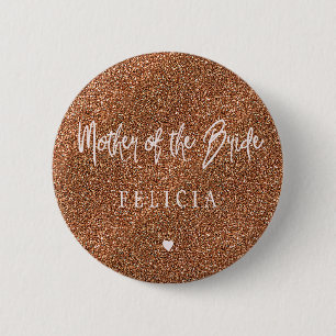 Roze typografie koper glitter moeder van de bruid ronde button 5,7 cm