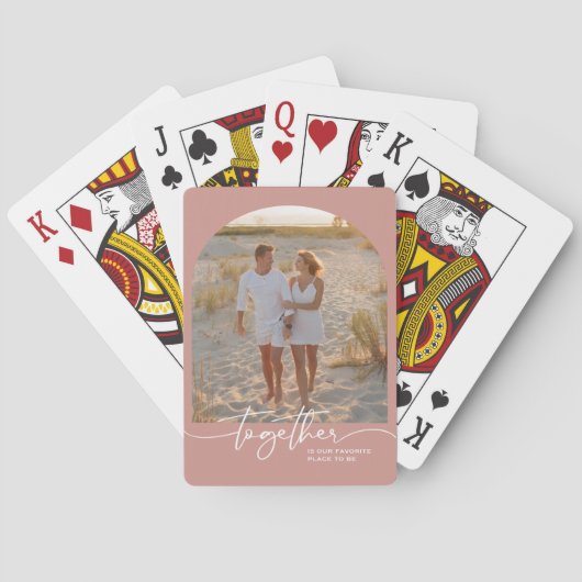 Roze Typografie Koppel Valentijnsdag Pokerkaarten (Achterkant)