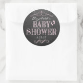  roze typografie krijtbord Baby shower Ronde Sticker (Tas)