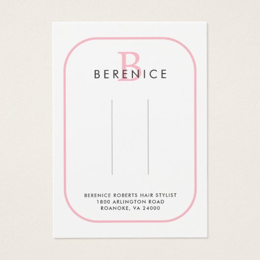 Roze Typografie Monogram Logo Haar Clips display Visitekaartje (Voorkant)