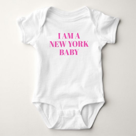 Roze typografie New York babykleding Romper (Voorkant)