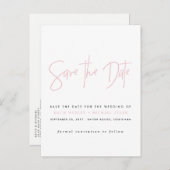 Roze typografie Save the Date Aankondigingskaart (Voorkant / Achterkant)