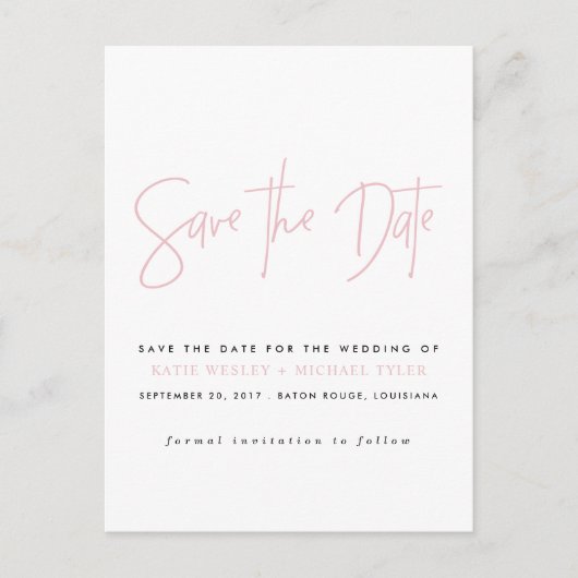 Roze typografie Save the Date Aankondigingskaart (Voorkant)