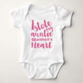 Roze Typografie Stole My Tantes Heart Romper (Voorkant)