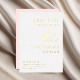 Roze Typografie Trouw Save The Date Goud Folie Uitnodiging