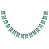 Roze UFO Alien Happy Birthday Vlaggetjes (Alle)