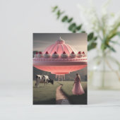 Roze UFO Surreal Sweet Treat in Dairy Pasture Briefkaart (Staand voorkant)
