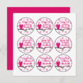 Roze Uil 10e Verjaardag Cupcake Toppers Kaart (Voorkant / Achterkant)