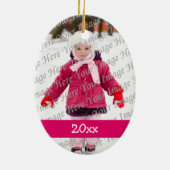 Roze Uil 3e Verjaardag Foto Ornament (Achterkant)