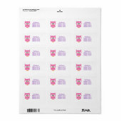 Roze uil adresetiketten etiket (Full Sheet)