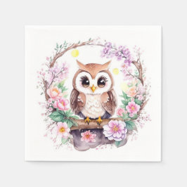 Roze Uil Avontuur Baby Meisje Douche Servet