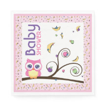 Roze Uil Baby Meisje Shower Hemel Maans Sterren