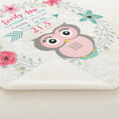 Roze Uil Baby Meisje Stats Waterverf Krans Sherpa Deken (3/4)