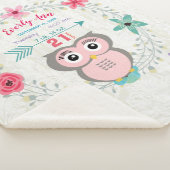 Roze Uil Baby Meisje Stats Waterverf Krans Sherpa Deken (3/4)