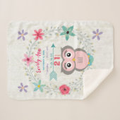 Roze Uil Baby Meisje Stats Waterverf Krans Sherpa Deken (Voorkant (horizontaal))