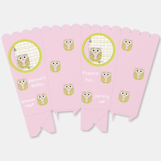 Roze Uil Baby shower Bedankdoosjes (Ongevouwen)