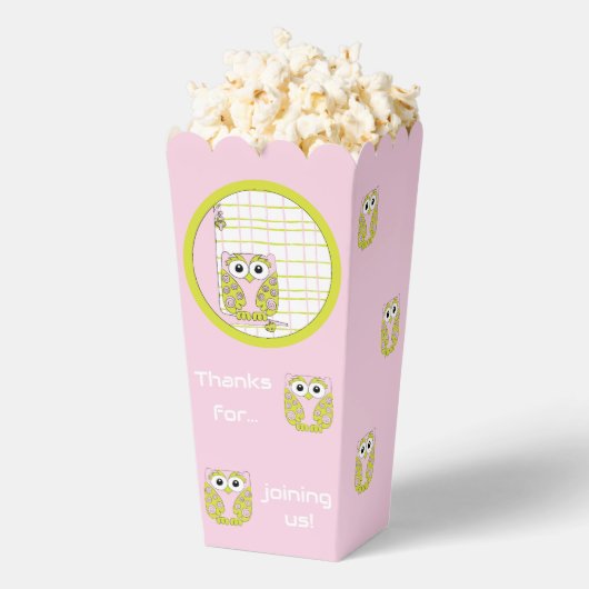 Roze Uil Baby shower Bedankdoosjes (Popped)