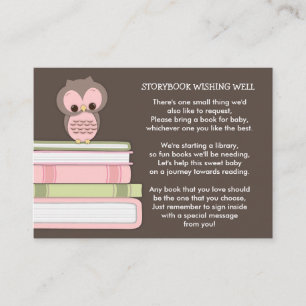 Roze Uil Baby shower Boek Invoegen Verzoek Kaart