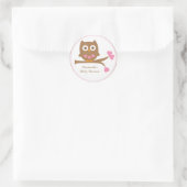 Roze Uil Baby shower Envelope Seals Ronde Sticker (Tas)