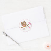 Roze Uil Baby shower Envelope Seals Ronde Sticker (Envelop)