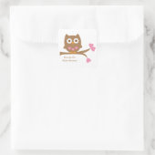 Roze Uil Baby shower Envelope Seals Vierkante Sticker (Tas)