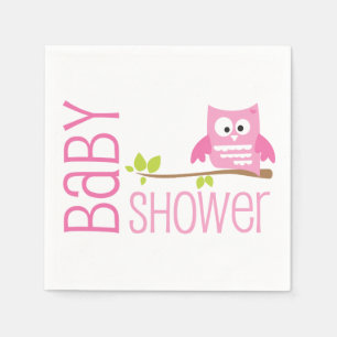 Roze uil Baby shower servet