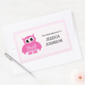 Roze uil boek label stickers | Schoolmateriaal (Envelop)