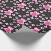 Roze uil cadeaupapier (Hoek)