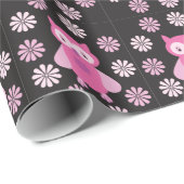 Roze uil cadeaupapier (Rol Hoek)