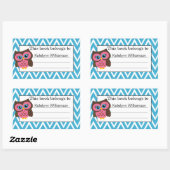 Roze Uil Chevron Custom Bookplate Sticker (Vel)