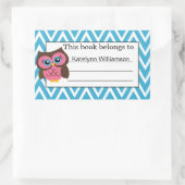 Roze Uil Chevron Custom Bookplate Sticker (Tas)
