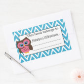 Roze Uil Chevron Custom Bookplate Sticker (Envelop)