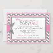 Roze Uil Chevron Print Baby shower Kaart (Achterkant)