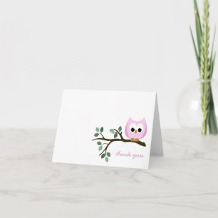 Roze Uil Dank u kaart