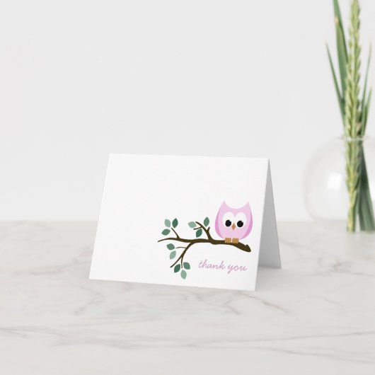Roze Uil Dank u kaart (Voorkant)