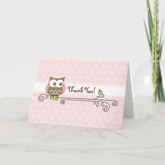 Roze Uil Dank u kaart (Voorkant)