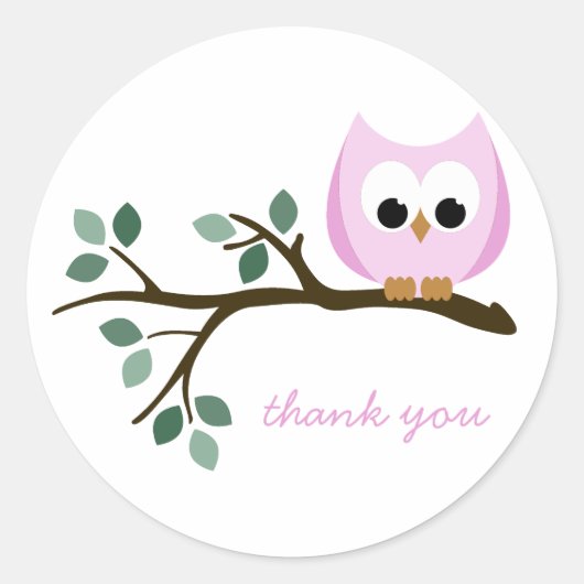 Roze Uil Dank u Stickers (Voorkant)