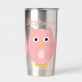 Roze Uil Design gepersonaliseerd Geïsoleerde Drinkbeker (Links)