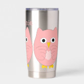 Roze Uil Design gepersonaliseerd Geïsoleerde Drinkbeker (Achterkant)