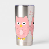 Roze Uil Design gepersonaliseerd Geïsoleerde Drinkbeker (Voorkant)