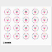 Roze uil, diamantpatroon Baby shower Sticker (Vel)