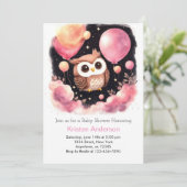 Roze Uil Forest Adventure Meisje Baby shower Kaart (Staand voorkant)