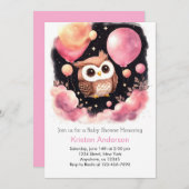 Roze Uil Forest Adventure Meisje Baby shower Kaart (Voorkant / Achterkant)