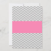 Roze Uil Grijs Chevron Meisje Baby shower Kaart (Achterkant)