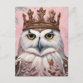 Roze Uil in een Kroon Briefkaart