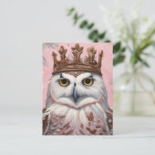 Roze Uil in een Kroon Briefkaart (Staand voorkant)