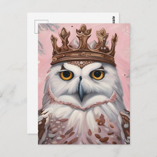 Roze Uil in een Kroon Briefkaart (Voorkant / Achterkant)