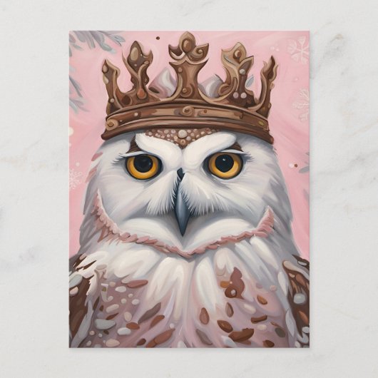 Roze Uil in een Kroon Briefkaart (Voorkant)