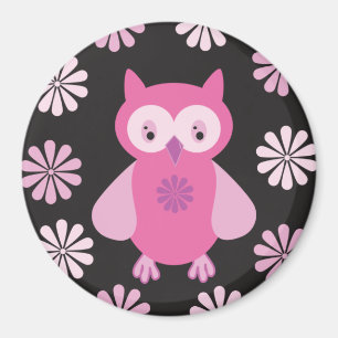 Roze uil magneet