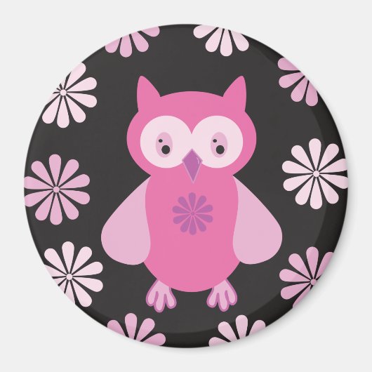 Roze uil magneet (Voorkant)